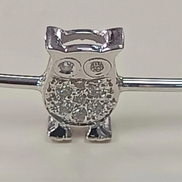 18K White Gold Diamond Owl Bangle