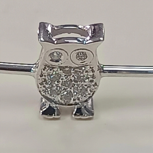 18K White Gold Diamond Owl Bangle