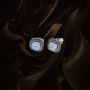 18K rose Gold Diamond and Black diamond Earrings