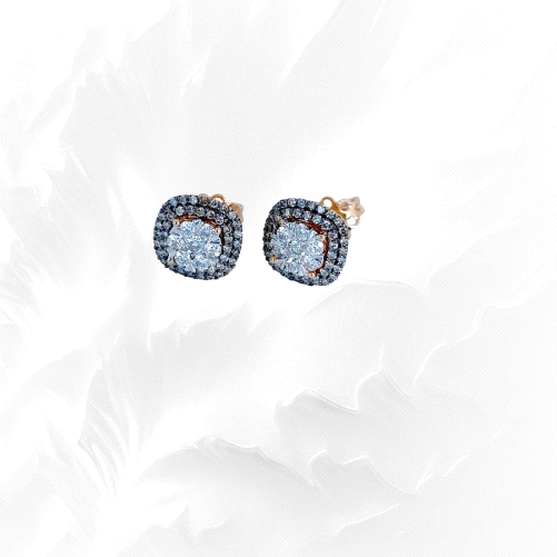 18K rose Gold Diamond and Black diamond Earrings