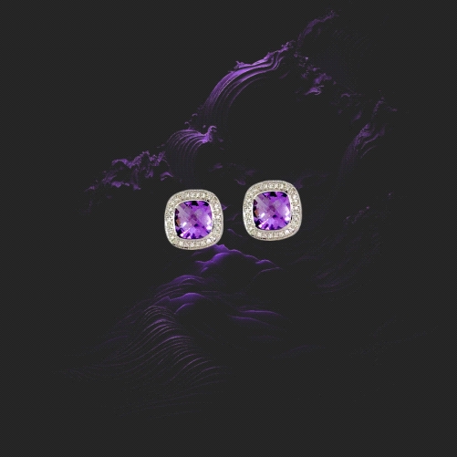 18K white gold Amethyst and diamond earrings