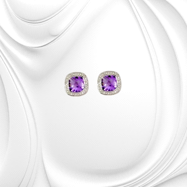 18K white gold Amethyst and diamond earrings