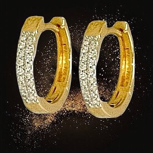 18K Gold Diamond Hoop Earrings