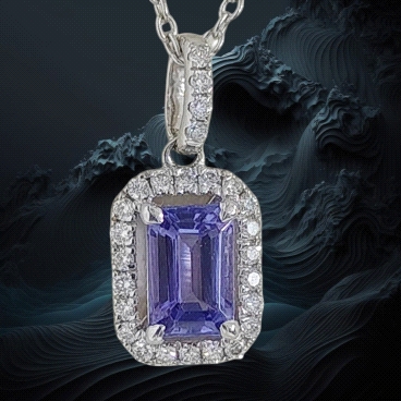 18K White Gold Tanzanite Diamond Necklace
