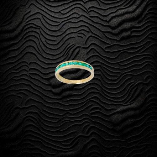 18K Gold Half  Emerald eternity Ring