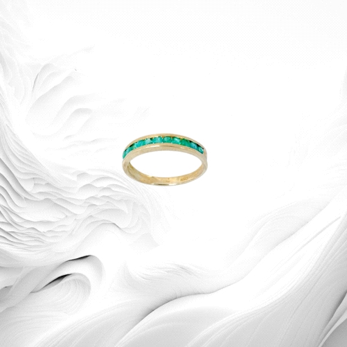 18K Gold Half Emerald eternity Ring