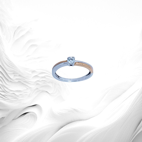 18K white and Rose Gold Solitaire Diamond Ring 0.15ct
