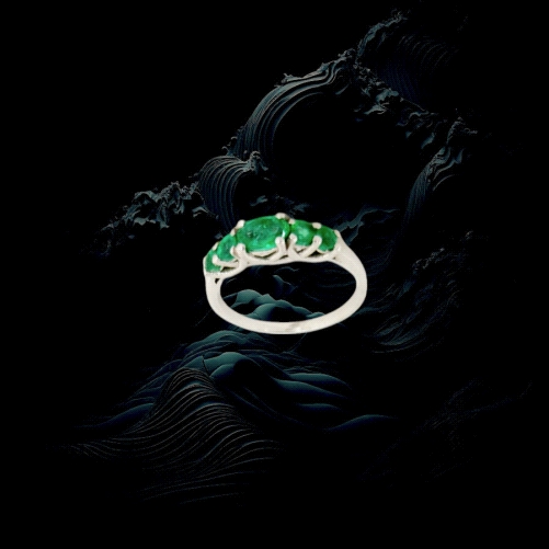 18K White Gold 5 Emerald Ring