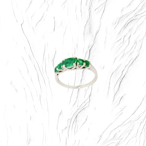 18K White Gold 5 Emerald Ring