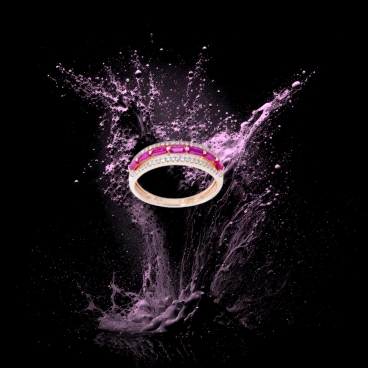 18K Rose Gold Ruby Diamond Ring