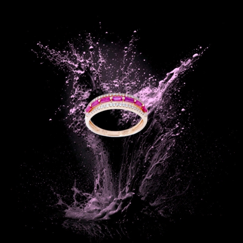 18K Rose Gold Ruby Diamond Ring