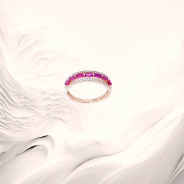18K Rose Gold Ruby Diamond Ring