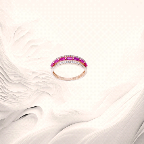 18K Rose Gold Ruby Diamond Ring