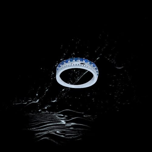 18K White Gold Ring with sapphire and diamond