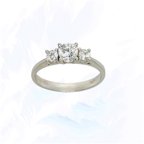 18K White Gold Lab Diamond Triology Ring 0.69c