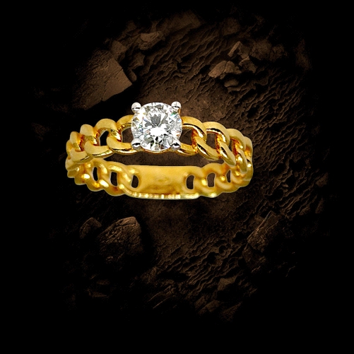 Specacular Diamond 0.45ct Solitaire Ring with link band