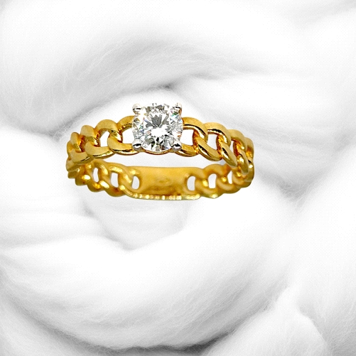 Specacular Diamond 0.45ct Solitaire Ring with link band