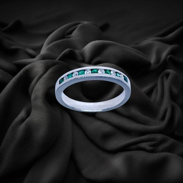 18K White Gold Emerald Diamond Eternity Ring