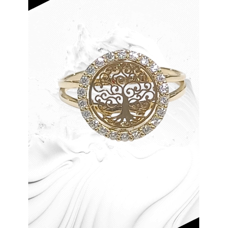 9k Gold Tree of Life Ring with Zircon