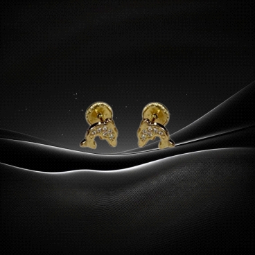 18K Gold Earrings featuring Dolphin