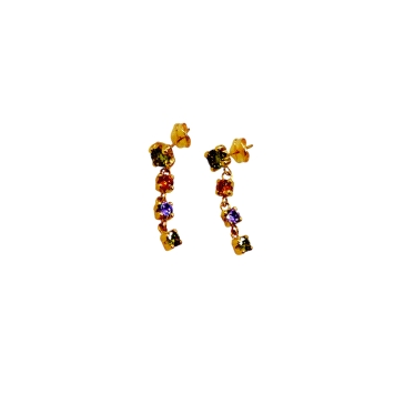 Elegant 18K gold earrings featuring radiant coloured zircons—crafted to add sparkle to any occasion with timeless charm.