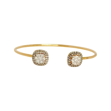 Elegant open bracelet in 18K rose gold set with 0.55ct white diamonds and 0.50ct black diamonds.