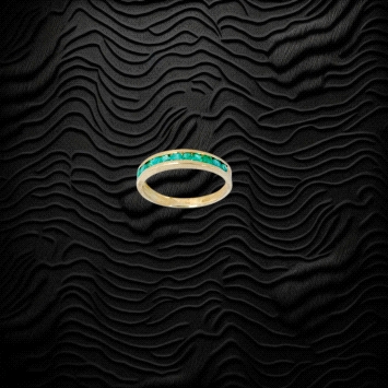 18K Gold Half  Emerald eternity Ring