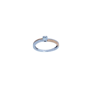 18K white and Rose Gold Solitaire Diamond Ring 0.15ct
