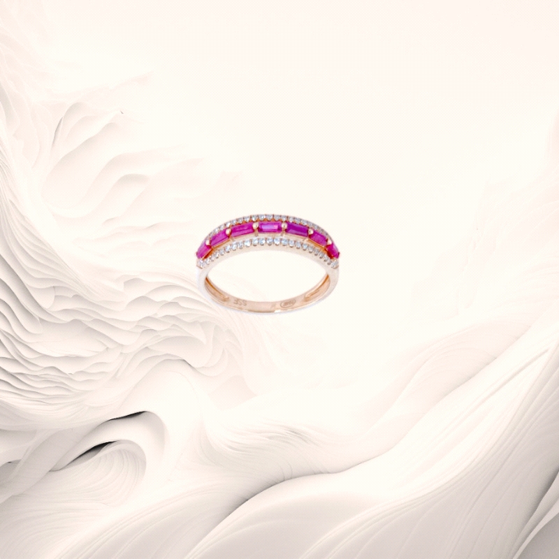 18K Rose Gold Ruby Diamond Ring