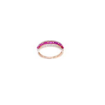 18K Rose Gold Ruby Diamond Ring