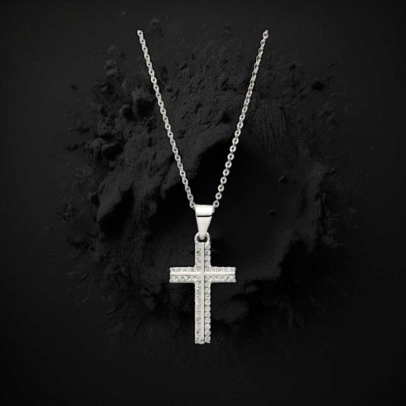 925 silver Cross Necklace with Zircon