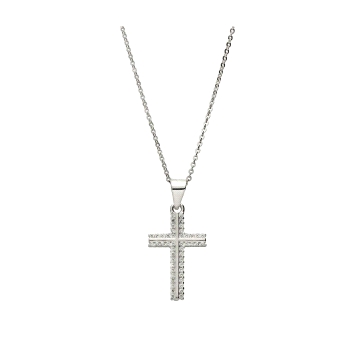 925 silver Cross Necklace with Zircon