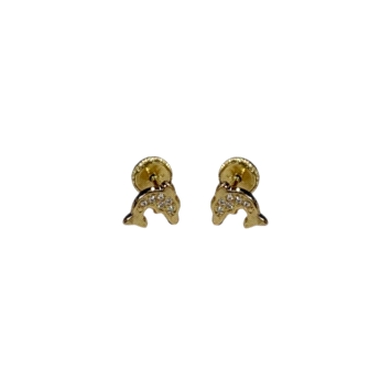 18K Gold Earrings featuring Dolphin