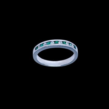 18K White Gold Emerald Diamond Eternity Ring