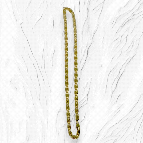 Exclusive 925 silver snail chain, gold plated. Measures 50 cm × 7 mm and weighs 26.1 g. Versatile style.