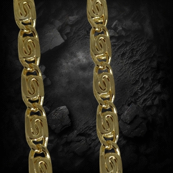 Exclusive 925 silver snail chain, gold plated. Measures 50 cm × 7 mm and weighs 26.1 g. Versatile style.