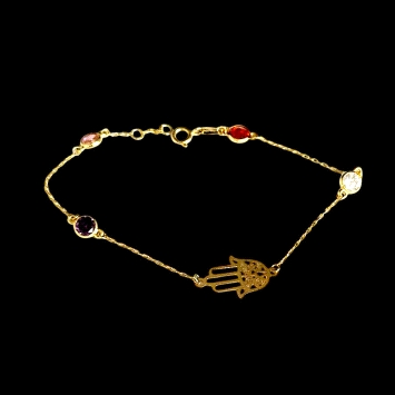 18K gold Bracelet hand and zircon