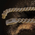 18K Gold Cuban Link Bracelet  8mm with Zircon