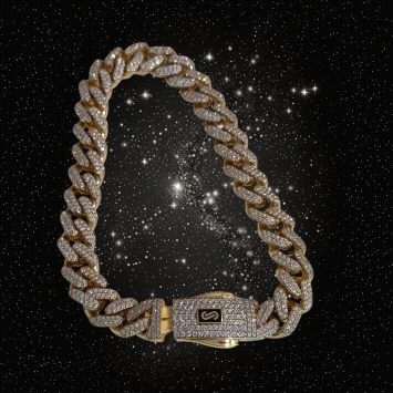 18K Gold Cuban Link Bracelet  8mm with Zircon