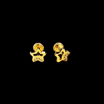 18K Gold screw back star earrings