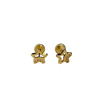 18K Gold screw back star earrings