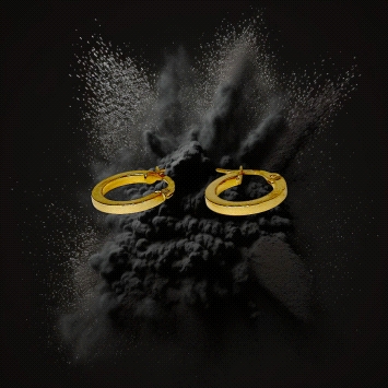 Delicate 18K gold hoop earrings, 15mm diameter, weighing 1.1 g. Elegant shine for everyday or refined looks.