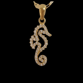 18K Gold Sea Horse Pendant