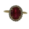 18K  Gold Simulated Ruby Zircon Ring