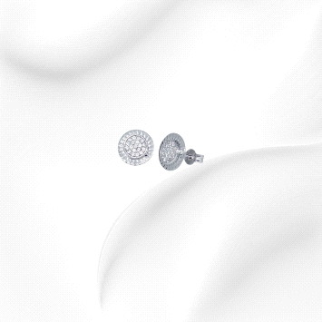 Dainty 18K white gold earrings with rectangular zircon stones. Butterfly back closure. Lightweight at 1.7 g.