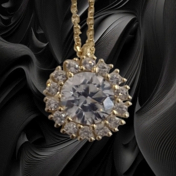 Elegant necklace crafted in 9K yellow gold with sparkling zircon. Timeless design at 1.03 g. Refined brilliance.