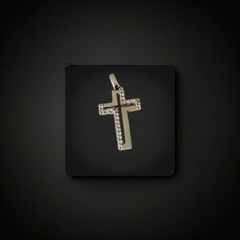 9k White Gold Cross pendant with zircon