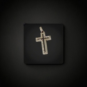 9k White Gold Cross pendant with zircon