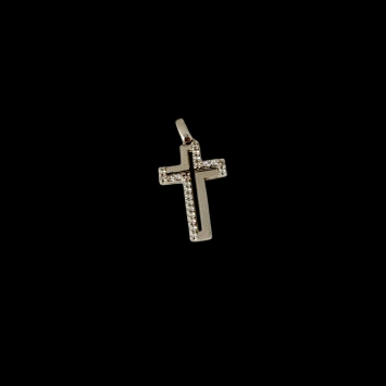 9k White Gold Cross pendant with zircon
