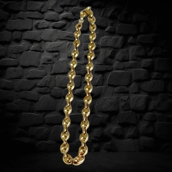 9K Gold Coffee Bean Link Necklace